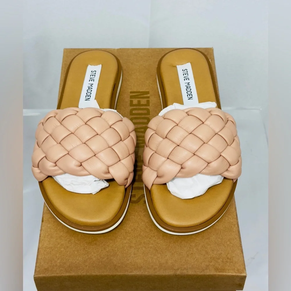 Steve Madden Womens Paislee Blush Braided Open Toe Slide Sandals Size 6 NIB - Picture 5 of 9